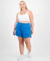 Id Ideology Plus Size Solid-color Knit Pull-on Shorts, Exclusively At Macy's