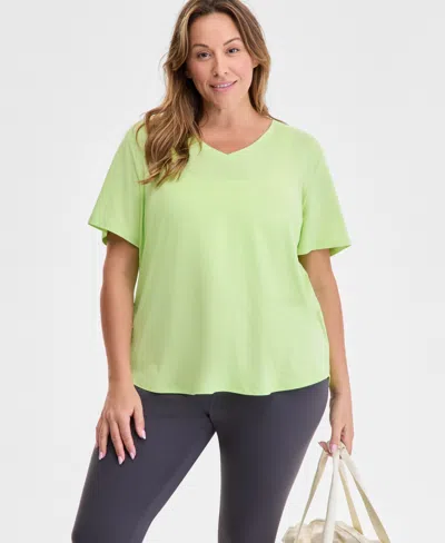 Id Ideology Plus Size Solid Essentials Active Tee, Created For Macy's In Green