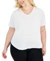 Id Ideology Plus Size Solid Essentials Active Tee, Created For Macy's In Bright White