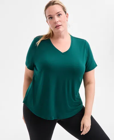 Id Ideology Plus Size Solid Essentials Active Tee, Created For Macy's In Green