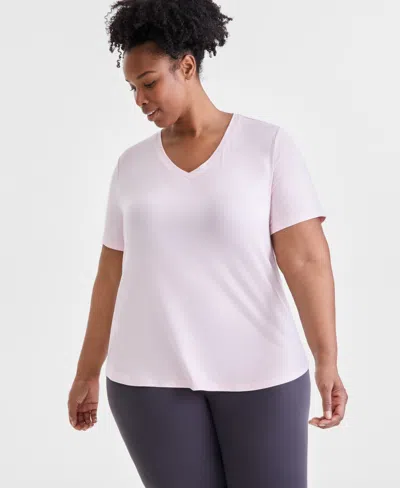 Id Ideology Plus Size Solid Essentials Active Tee, Created For Macy's In Light Berry