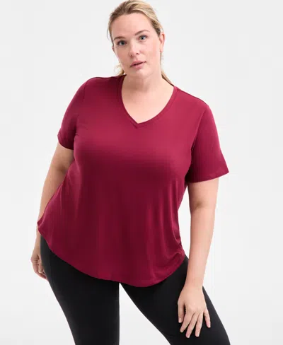 Id Ideology Plus Size Solid Essentials Active Tee, Created For Macy's In Pink