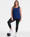 Id Ideology Plus Size Solid Essentials Crewneck Tank Top, Created For Macy's