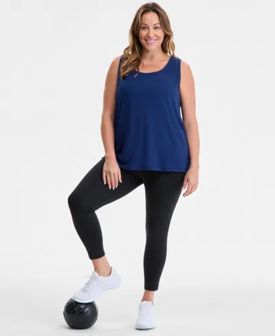 Id Ideology Plus Size Solid Essentials Crewneck Tank Top, Created For Macy's