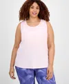 Id Ideology Plus Size Solid Essentials Crewneck Tank Top, Created For Macy's In Lt Berry
