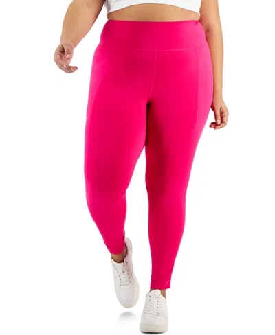 Id Ideology Plus Size Stretch Full-length Leggings, Created For Macy's In Pink Dragon