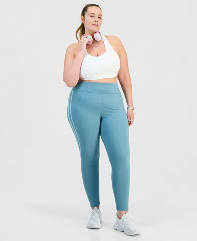 Id Ideology Plus Size Studio Side-stripe Leggings, Macy's Exclusive In Blue
