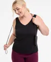 Id Ideology Plus Size Studio V-neck Tank Top, Macy's Exclusive In Black