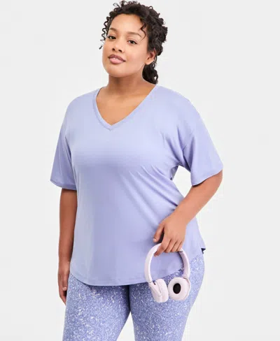 Id Ideology Plus Size V-neck Performance Tee, Macy's Exclusive In Purple