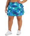 ID IDEOLOGY PLUS SIZE WAVES-PRINT PULL-ON FLOUNCE SKORT, CREATED FOR MACY'S