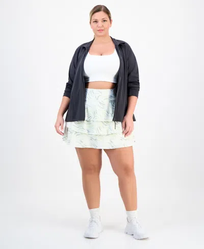 Id Ideology Plus Size Zebra-print Flounce-hem Skort, Macy's Exclusive In White