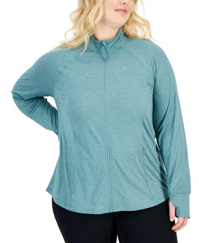 Id Ideology Plus Size Zip-front Long Sleeve Jacket, Created For Macy's In Sequoia