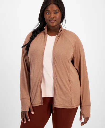 Id Ideology Plus Size Zip-front Long Sleeve Jacket, Created For Macy's In Spc Cin,org Snd