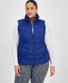 Id Ideology Women's Sleeveless Zip-front Puffer Vest, Created For Macy's In Tartan Blu