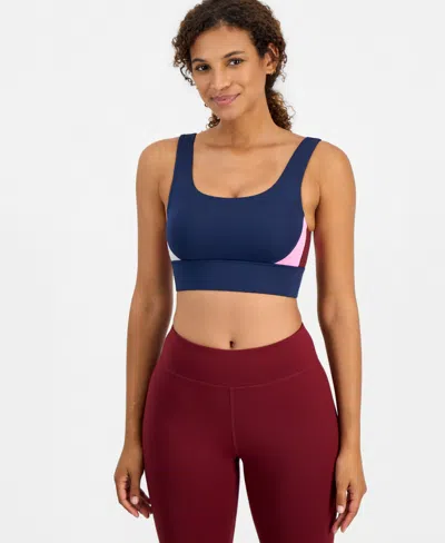 Id Ideology Scoop-neck Wireless Medium-impact Sports Bra, Macy's Exclusive In Indigo Sea