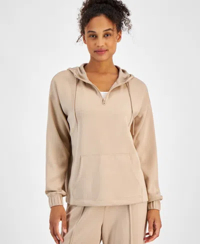 Id Ideology Women's 1/4-zip Pullover Hoodie, Created For Macy's In Organic Sand
