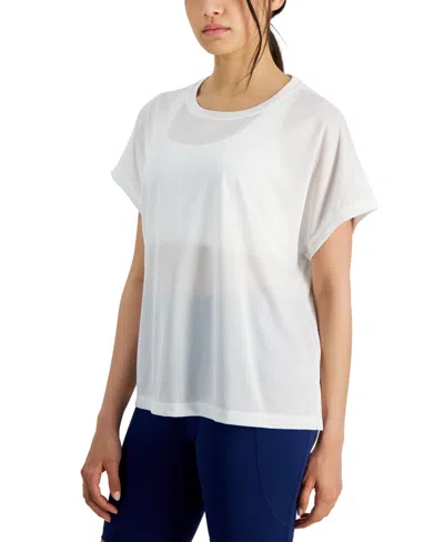 Id Ideology Women's Birdseye-mesh Dolman-sleeve Top, Created For Macy's In Bright White
