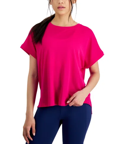 Id Ideology Women's Birdseye-mesh Dolman-sleeve Top, Created For Macy's In Pink Drgn Fruit