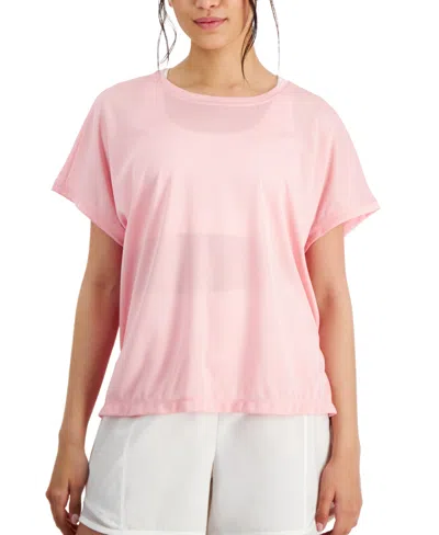 Id Ideology Women's Birdseye-mesh Dolman-sleeve Top, Created For Macy's In Pink Icing