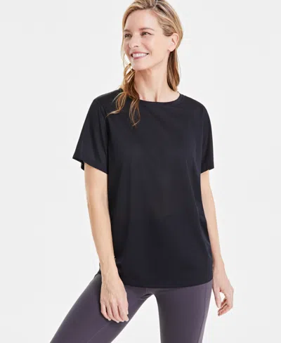 Id Ideology Women's Birdseye Mesh Short-sleeve T-shirt, Created For Macy's In Deep Black
