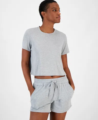 Id Ideology Women's Boxy Short-sleeve T-shirt, Created For Macy's In Grey Hthr