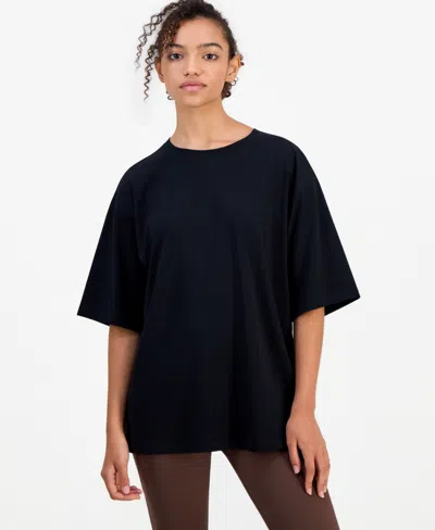Id Ideology Women's Boyfriend Cotton-blend Short-sleeve T-shirt, Macy's Exclusive In Deep Black