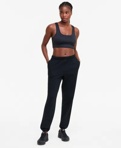 Id Ideology Women's Boyfriend Fleece Jogger Pants, Macy's Exclusive In Black