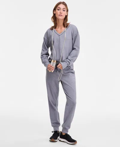 Id Ideology Women's Brushed Rib Jogger Pants, Macy's Exclusive In Gray