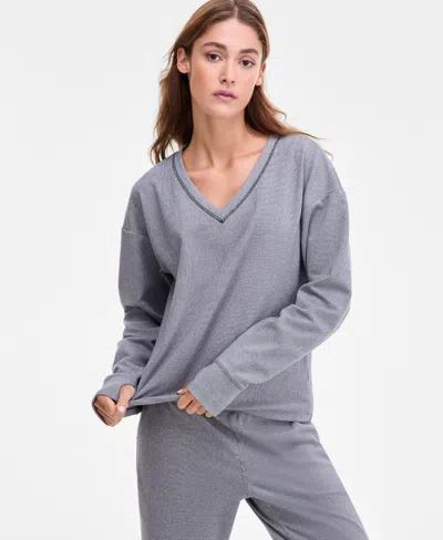 Id Ideology Women's Brushed Rib V-neck Sweater, Macy's Exclusive In Gray