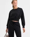Id Ideology Women's Butter Fleece Cropped Sweatshirt, Macy's Exclusive In Black