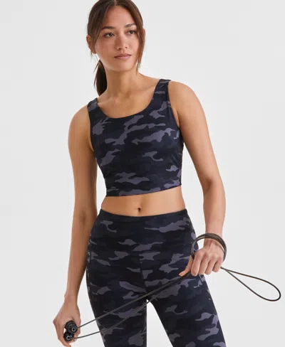 Id Ideology Women's Camo Compression Cropped Tank Top, Exclusively At Macy's In Urban Camo