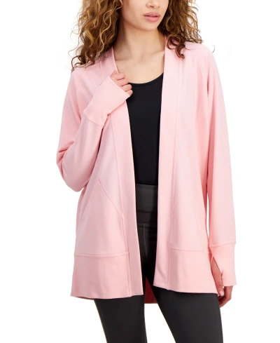 Id Ideology Plus Size Comfort Thumbhole Cardigan Sweater, Created For Macy's In Pink Icing