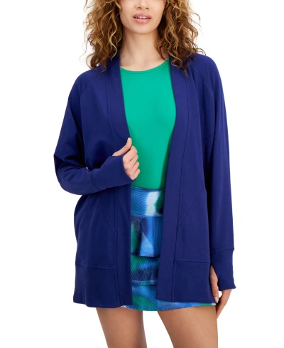 Id Ideology Women's Comfort Flow Cardigan Sweater, Created For Macy's In Tartan Blue