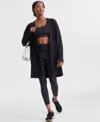 Id Ideology Women's Comfort Flow Ribbed Knit Open Cardigan, Exclusive At Macy's In Deep Black