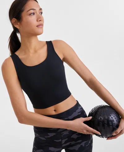 Id Ideology Women's Compression Cropped Tank Top, Exclusively At Macy's In Deep Black