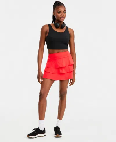 Id Ideology Women's Compression Flounce Skort, Macy's Exclusive In Red