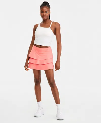 Id Ideology Women's Compression Flounce Skort, Macy's Exclusive In Pink