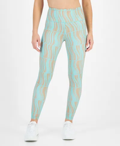 Id Ideology Women's Compression Geo-print 7/8 Leggings, Created For Macy's In Ocean Sigh