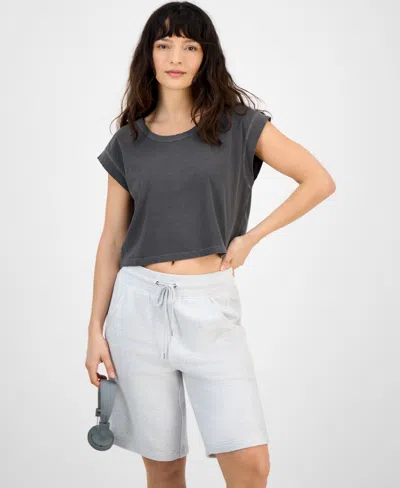 Id Ideology Women's Cotton Solid-color Washed Sleeveless Top, Exclusively At Macy's In Gray