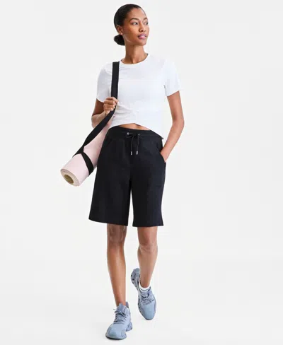 Id Ideology Women's Cotton-blend Pull-on Bermuda Shorts, Exclusively At Macy's In Black