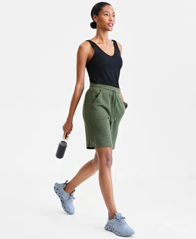 Id Ideology Women's Cotton-blend Pull-on Bermuda Shorts, Exclusively At Macy's In Green