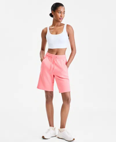 Id Ideology Women's Cotton-blend Pull-on Bermuda Shorts, Exclusively At Macy's In Pink