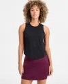 Id Ideology Women's Crewneck Back-slit Knit Tank Top, Macy's Exclusive In Black