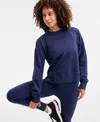 Id Ideology Women's Crewneck Vented-hem Sweatshirt, Macy's Exclusive In Blue