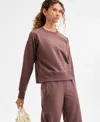 Id Ideology Women's Crewneck Vented-hem Sweatshirt, Macy's Exclusive In Brown