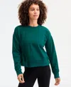 Id Ideology Women's Crewneck Vented-hem Sweatshirt, Macy's Exclusive In Green