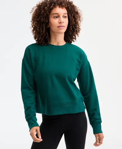 Id Ideology Women's Crewneck Vented-hem Sweatshirt, Macy's Exclusive In Green