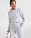 Id Ideology Women's Cropped Full-zip Knit Hoodie, Exclusively At Macy's In Silver Heather