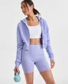 Id Ideology Women's Cropped Full-zip Knit Hoodie, Exclusively At Macy's In Thistle Down