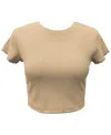 Id Ideology Women's Cropped Rib-knit T-shirt, Created For Macy's In Tan Sand